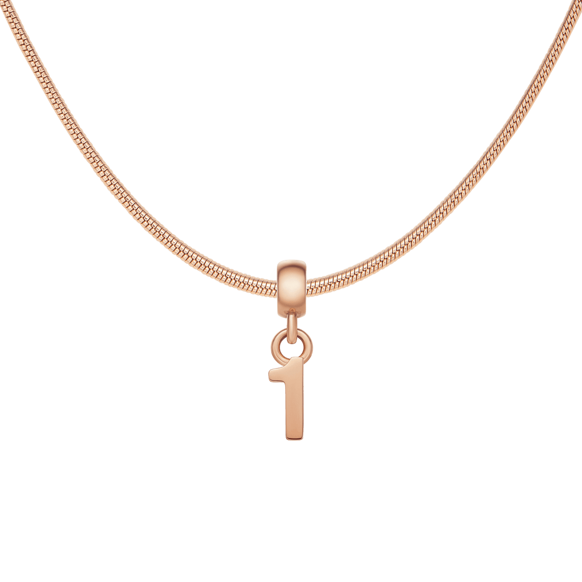 Number Rose Gold Charm + Snake Necklace RG
