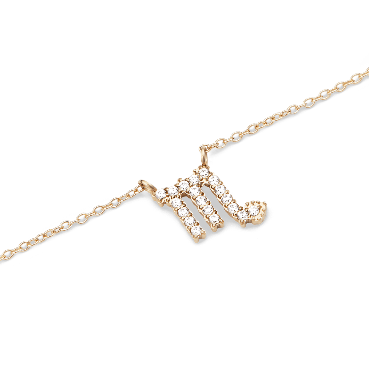 Crystal Zodiac Chain Necklace Gold