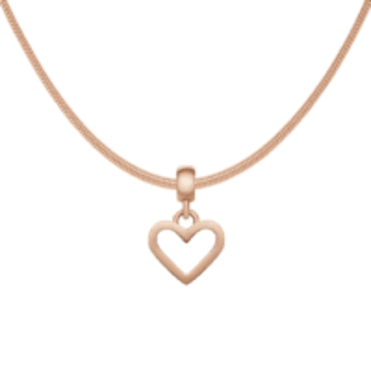 Heart Hanging Shape Rose Gold Charm + Snake Necklace RG