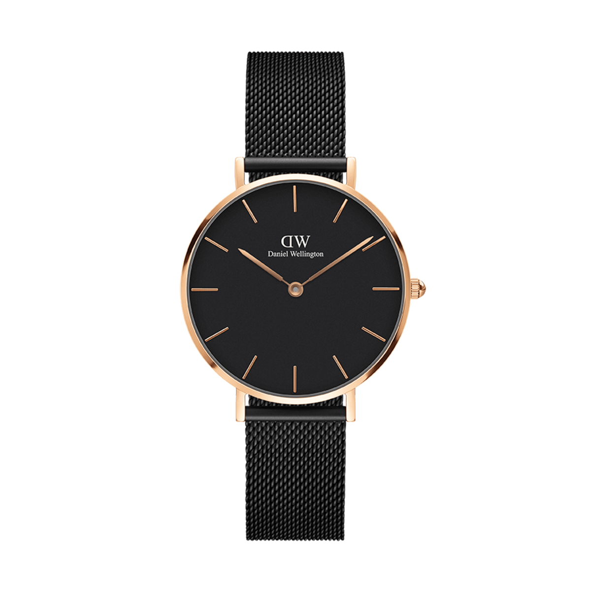 Petite Ashfield - Black women's watch with rose gold | DW