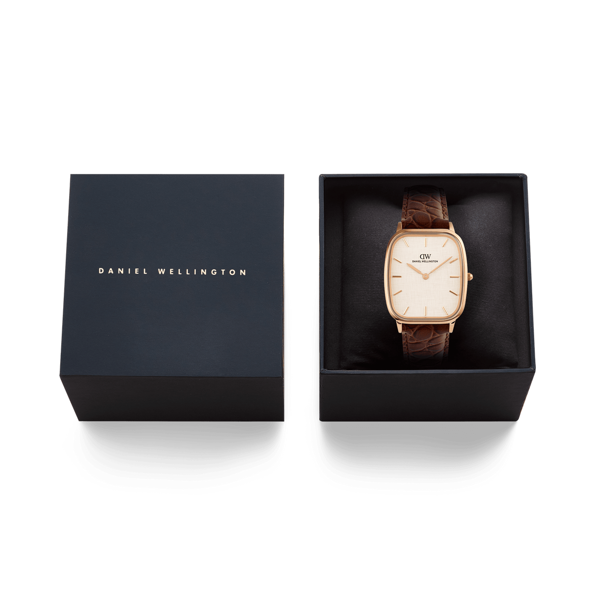 Marlon Brown Croc Belly Linen Rose Gold