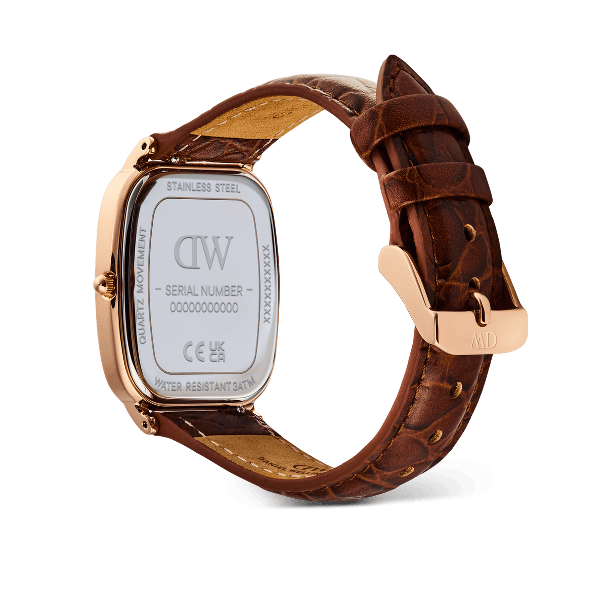 Marlon Brown Croc Belly Linen Rose Gold