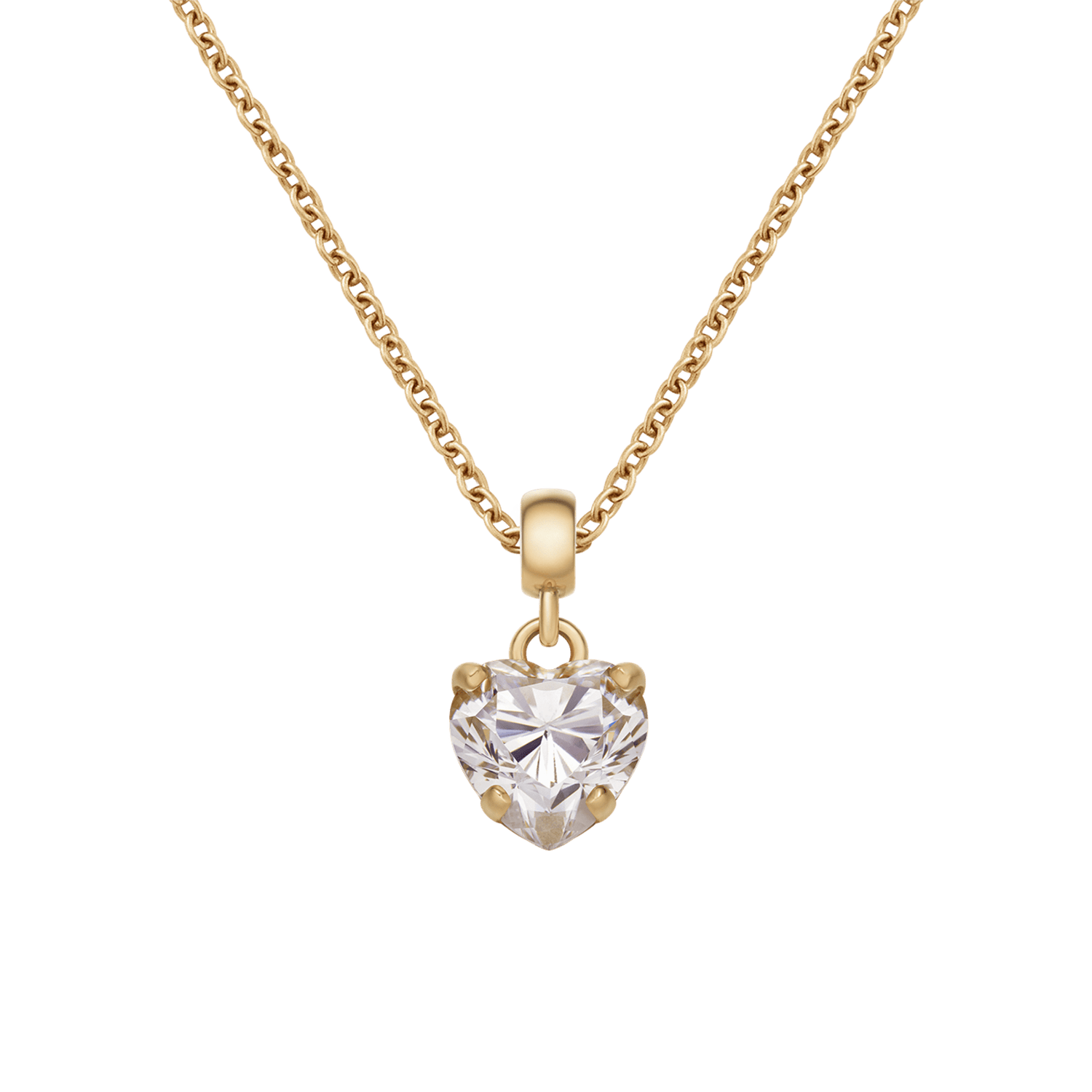 Heart Crystal White Gold Charm + Chain Necklace G