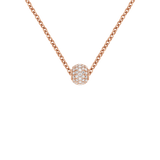 Pave Orb White Crystal Rose Gold Charm + Chain Necklace RG