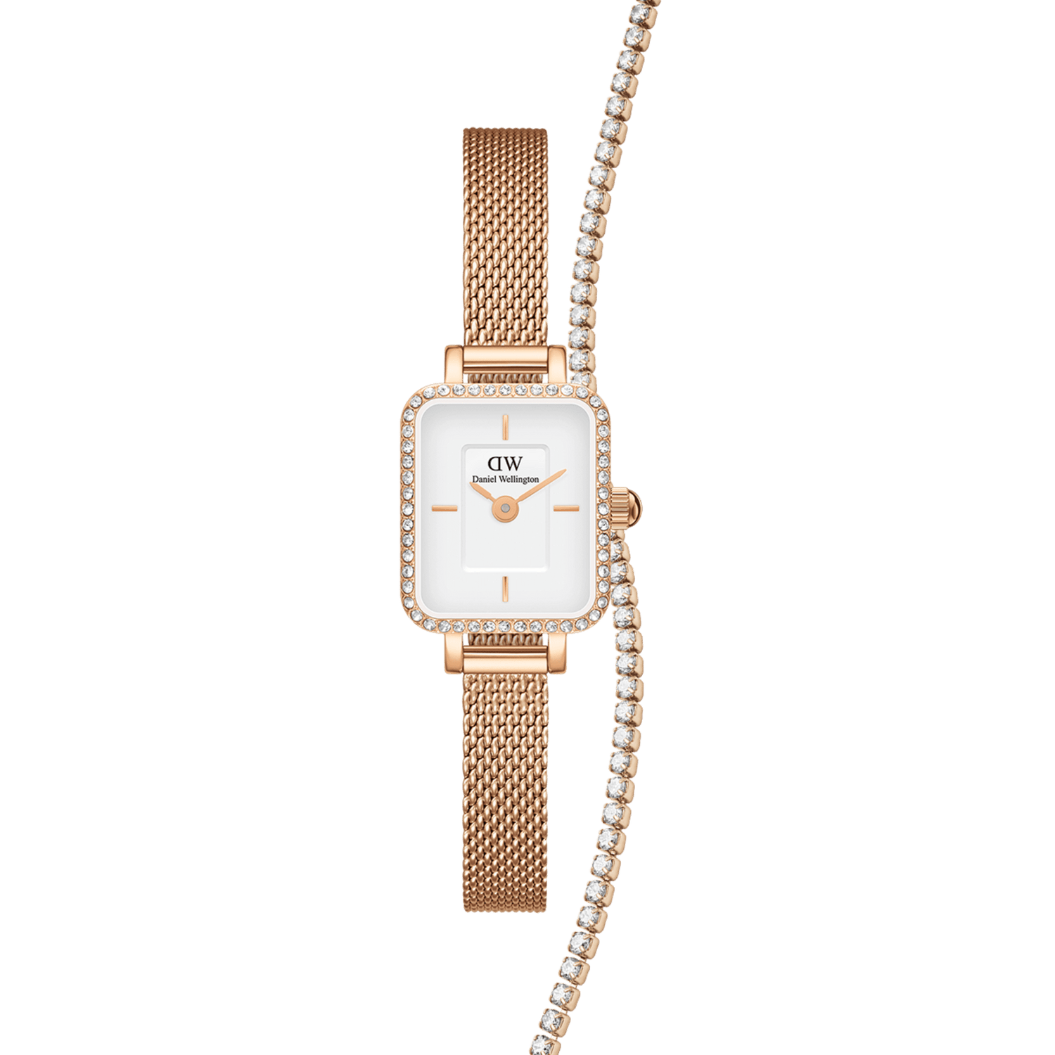 Quadro Mini Lumine Bezel + Tennis Bracelet Rose Gold