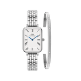 Quadro Roman Numerals 5-Link  & Classic Lumine Bracelet Silver