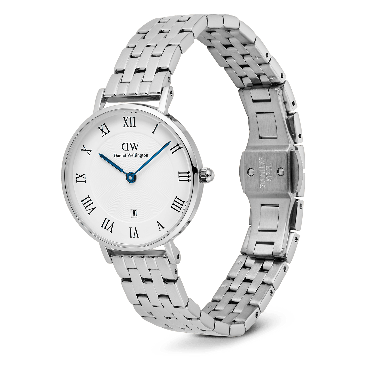 Petite Roman Numerals Date 5-link  Silver