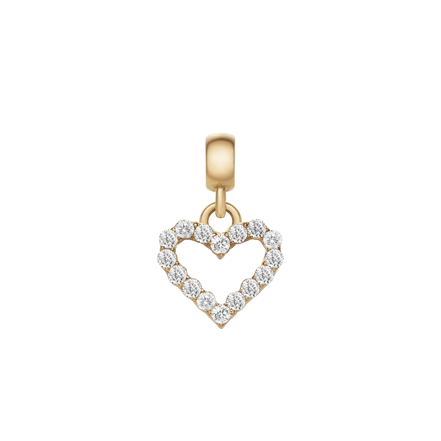 Heart Contour White Crystal Charm Gold