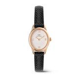 Ophelia Mini Black Lizard White Guilloché Rose Gold