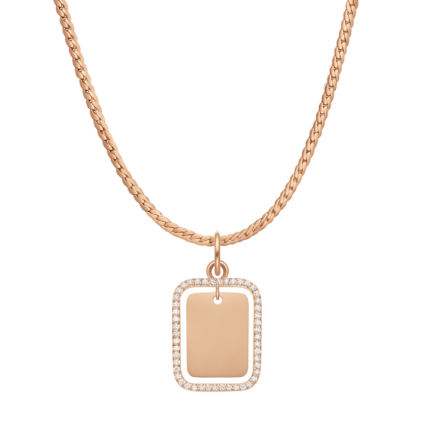 Rectangular Crystal Frame Pendant RG