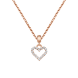Heart Contour White Crystal Rose Gold Charm + Chain Necklace RG