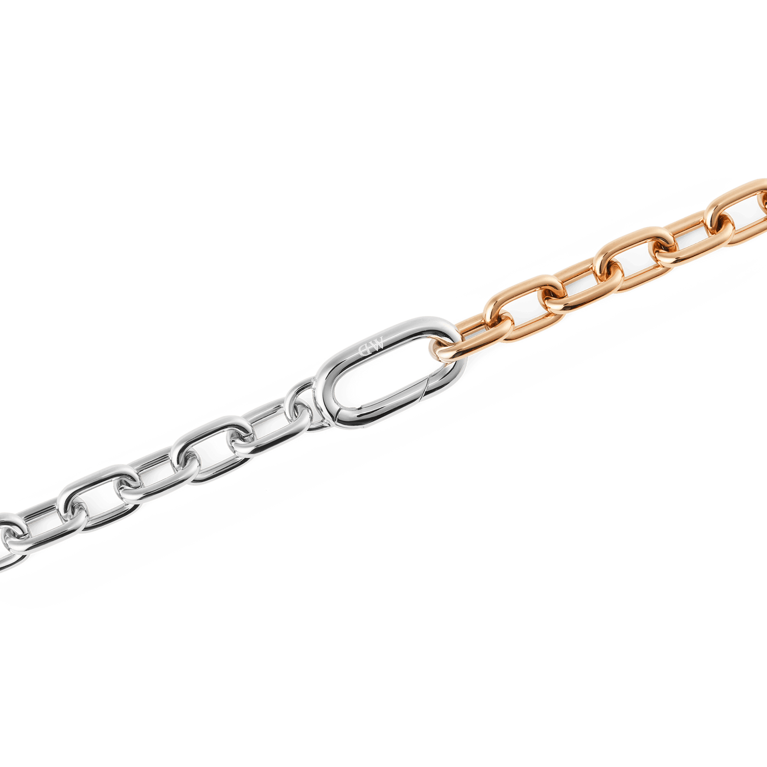 Contrast Link Necklace Two Tone Rose Gold