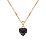 Heart Crystal Black Gold Charm + Chain Necklace G