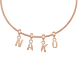 4 charm letters  on snake necklace
