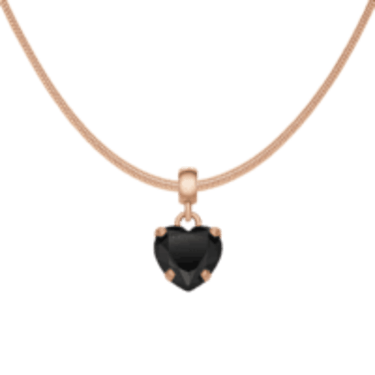 Heart Crystal Black Rose Gold Charm + Snake Necklace RG