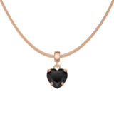 Heart Crystal Black Rose Gold Charm + Snake Necklace RG