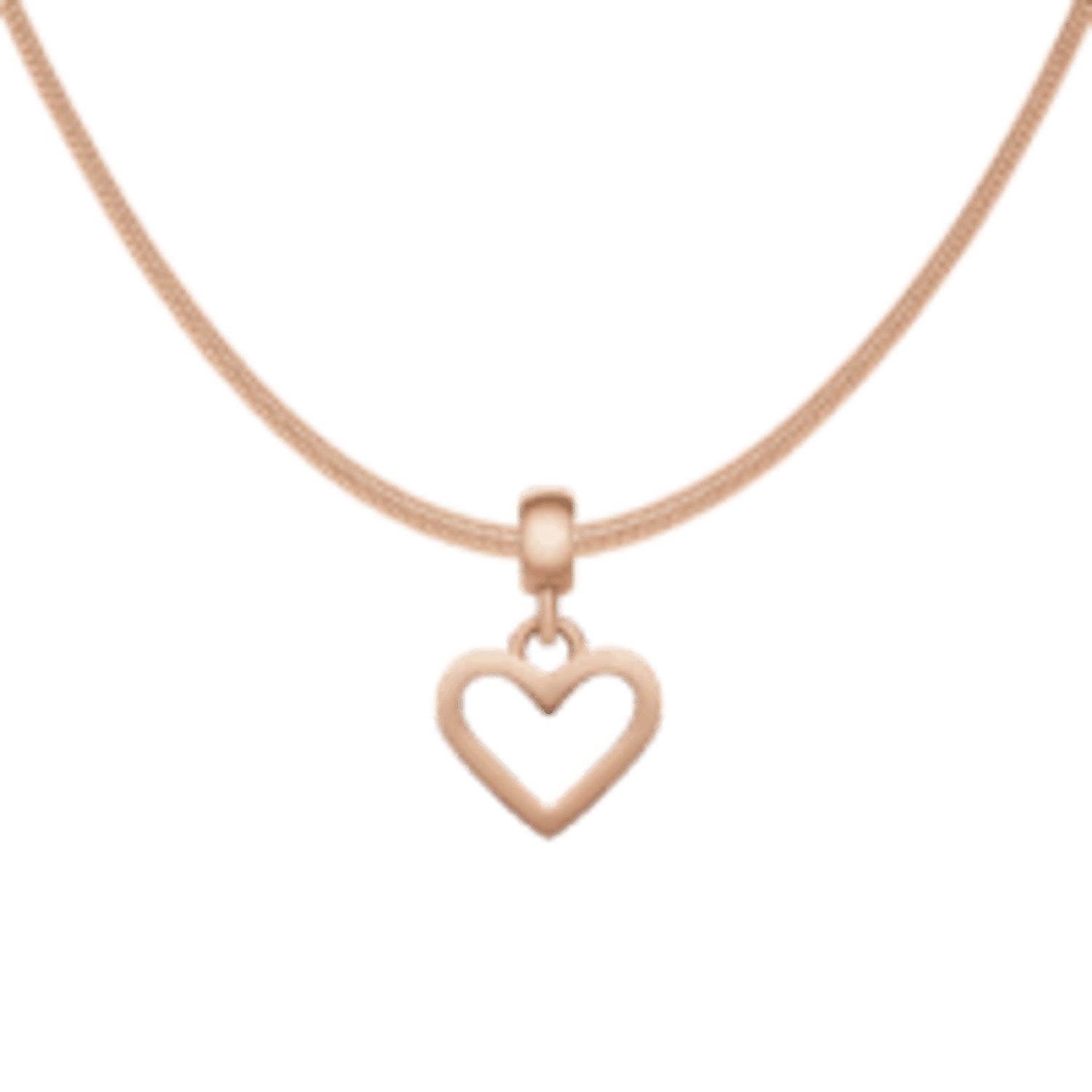 Heart Hanging Shape Rose Gold Charm + Snake Necklace RG