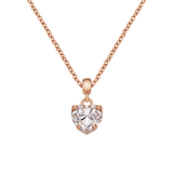 Heart Crystal Pink Rose Gold Charm + Snake Necklace RG