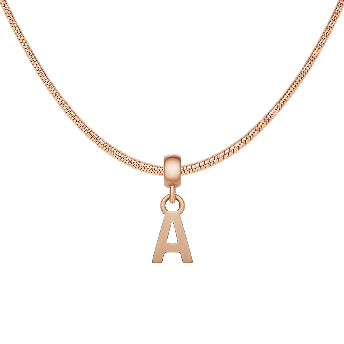 Letter Rose Gold Charm + Snake Necklace RG