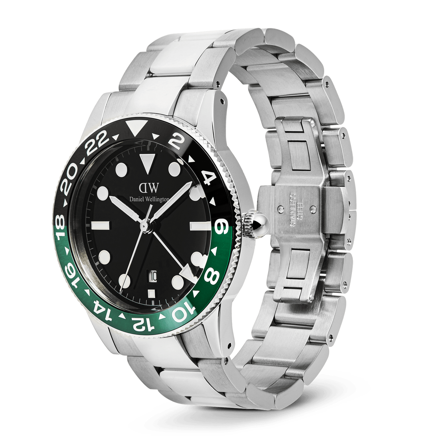 Iconic GMT Link Black Green Ceramic Bezel Silver