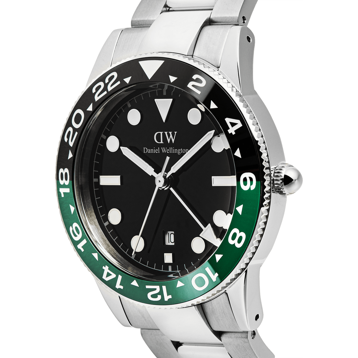 Iconic GMT Link Black Green Ceramic Bezel Silver