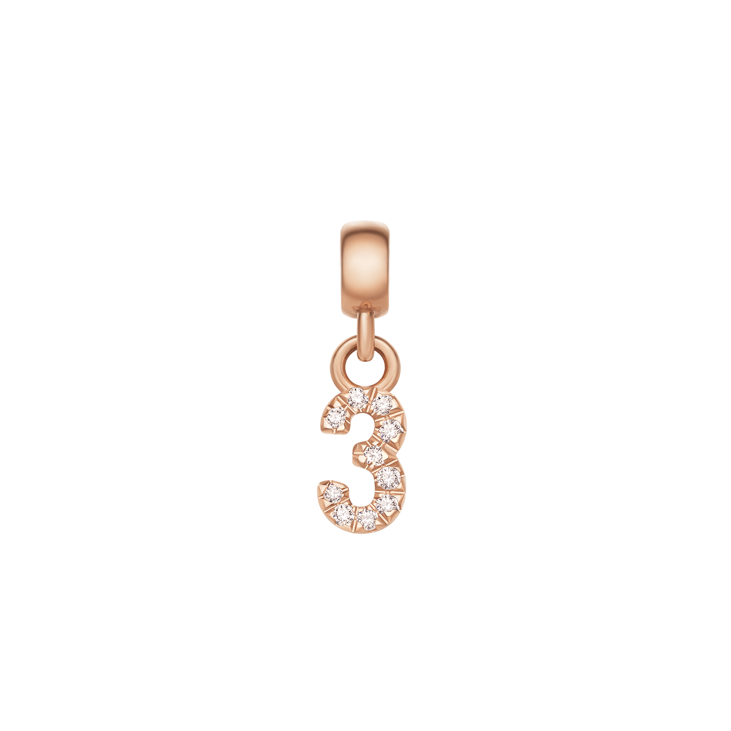 Crystal Number Charm Rose Gold