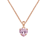 Heart Crystal Pink Rose Gold Charm + Chain Necklace RG