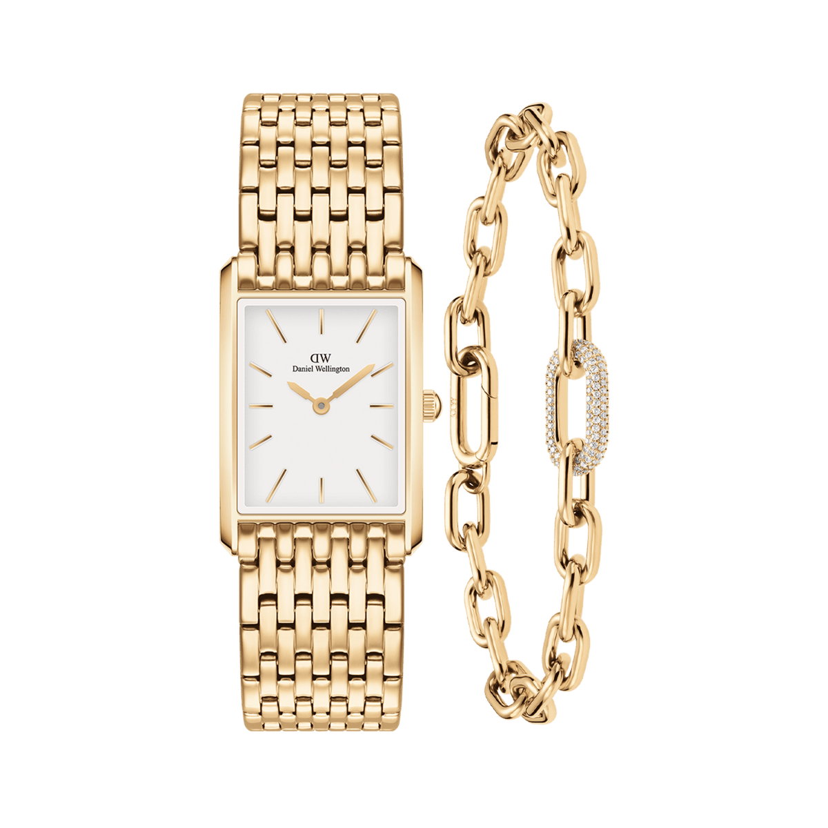 Bound 9 Link & Crystal Link Bracelet Gold