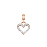 Heart Contour White Crystal Charm Rose Gold