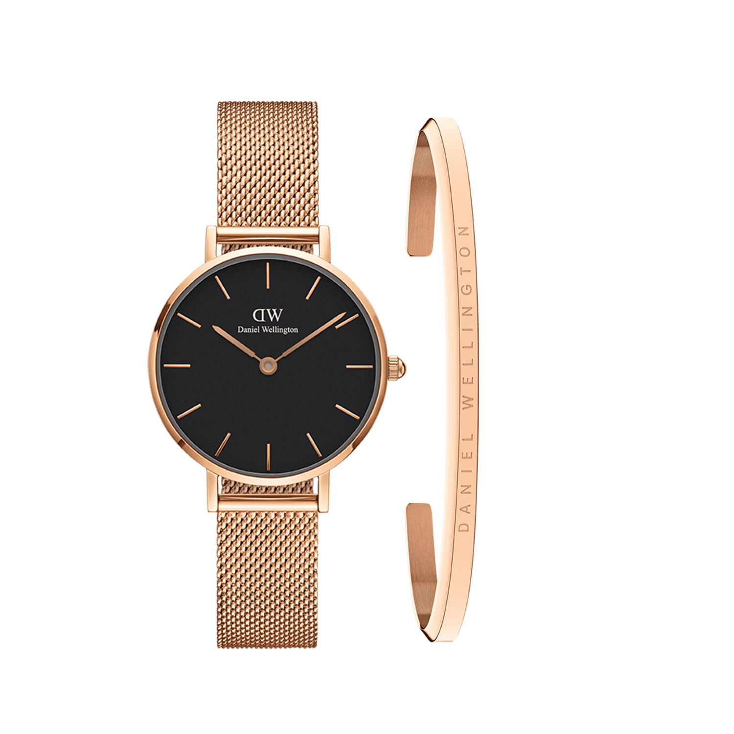 Classic Bracelet Rose Gold + Petite Melrose Black Rose Gold