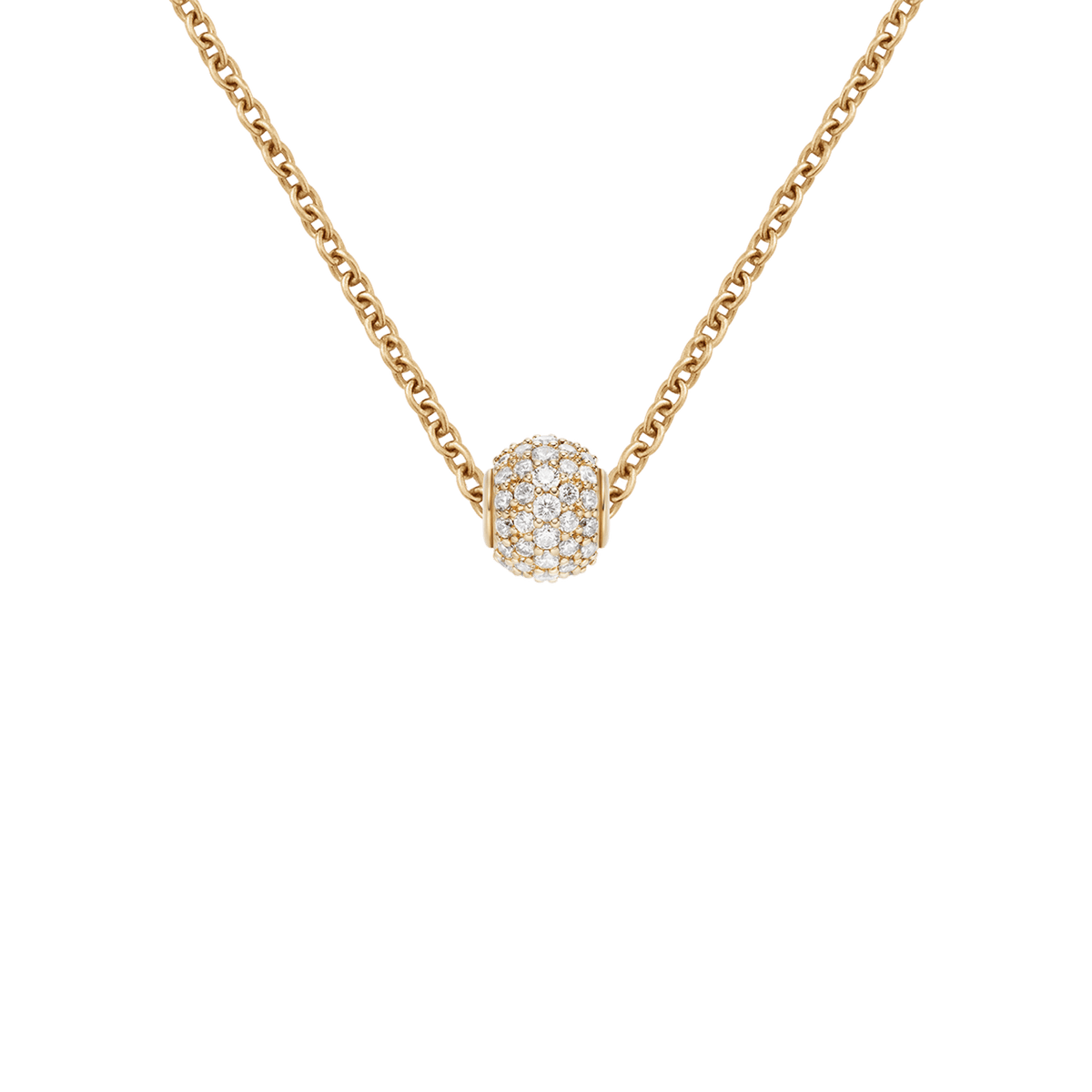 Pave Orb White Crystal Gold Charm + Chain Necklace G