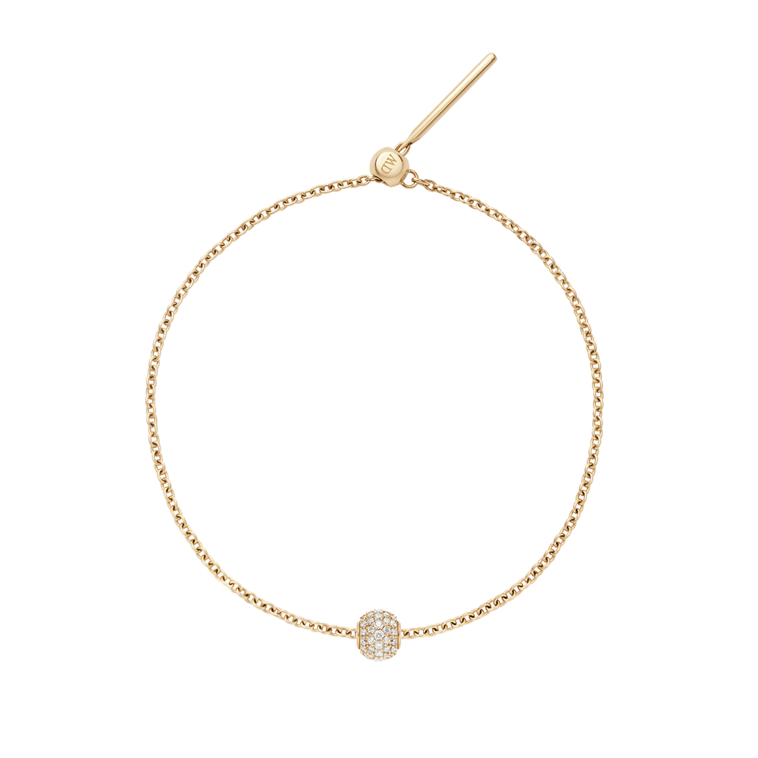 Pave Orb White Crystal Gold Charm + Chain Bracelet G