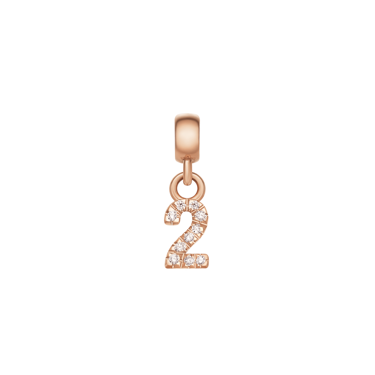 Crystal Number Charm Rose Gold