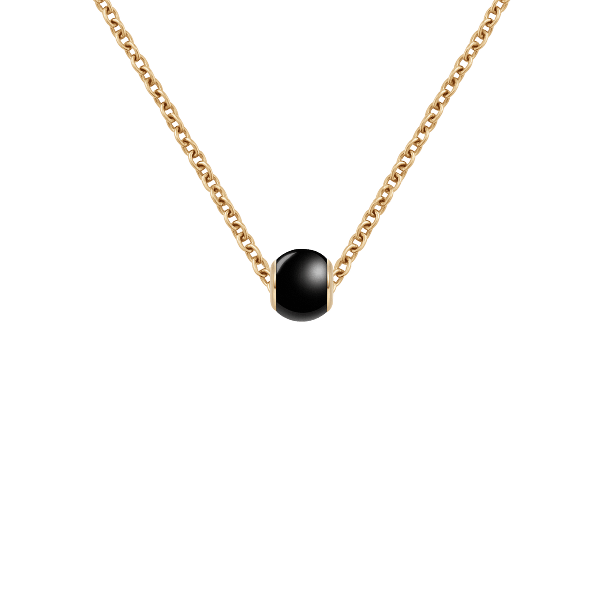 Black Orb Gold Charm + Chain Necklace G