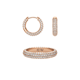 Pavé Ring & Earrings Rose Gold Set