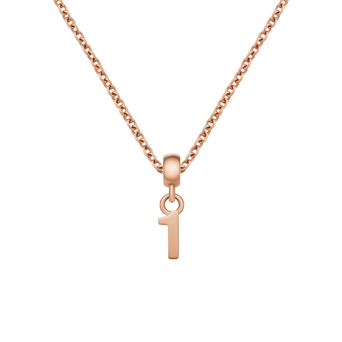 Number Rose Gold Charm + Chain Necklace RG