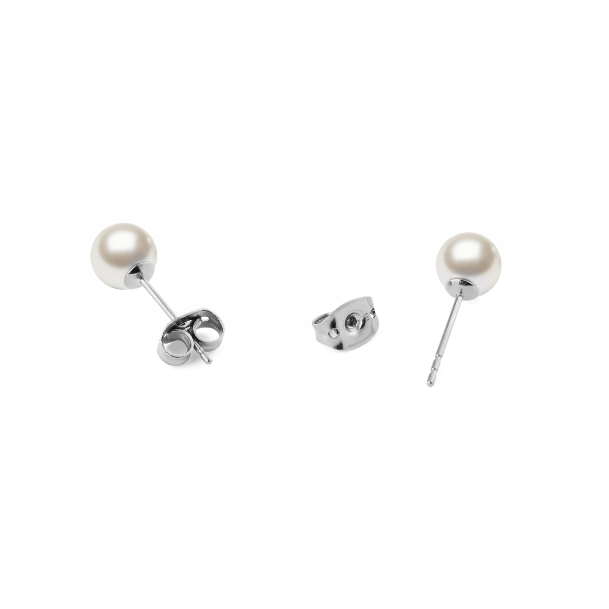 Pearl Stud Earrings Silver
